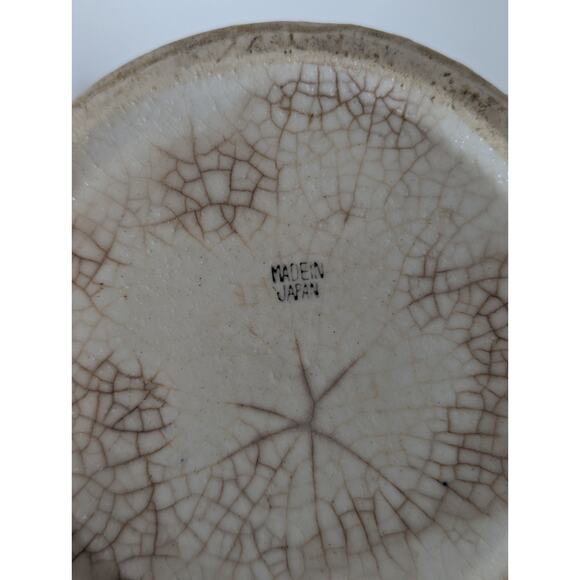 Vintage Japanese Painted Floral Embossed Biscuit Jar Ceramic Wicker Handle - Picture 7 of 12